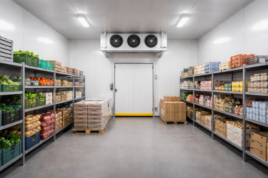 Gewerbliche Kühlzelle zur Lagerung von Lebensmitteln in Gastronomie und Lebensmittelbetrieben